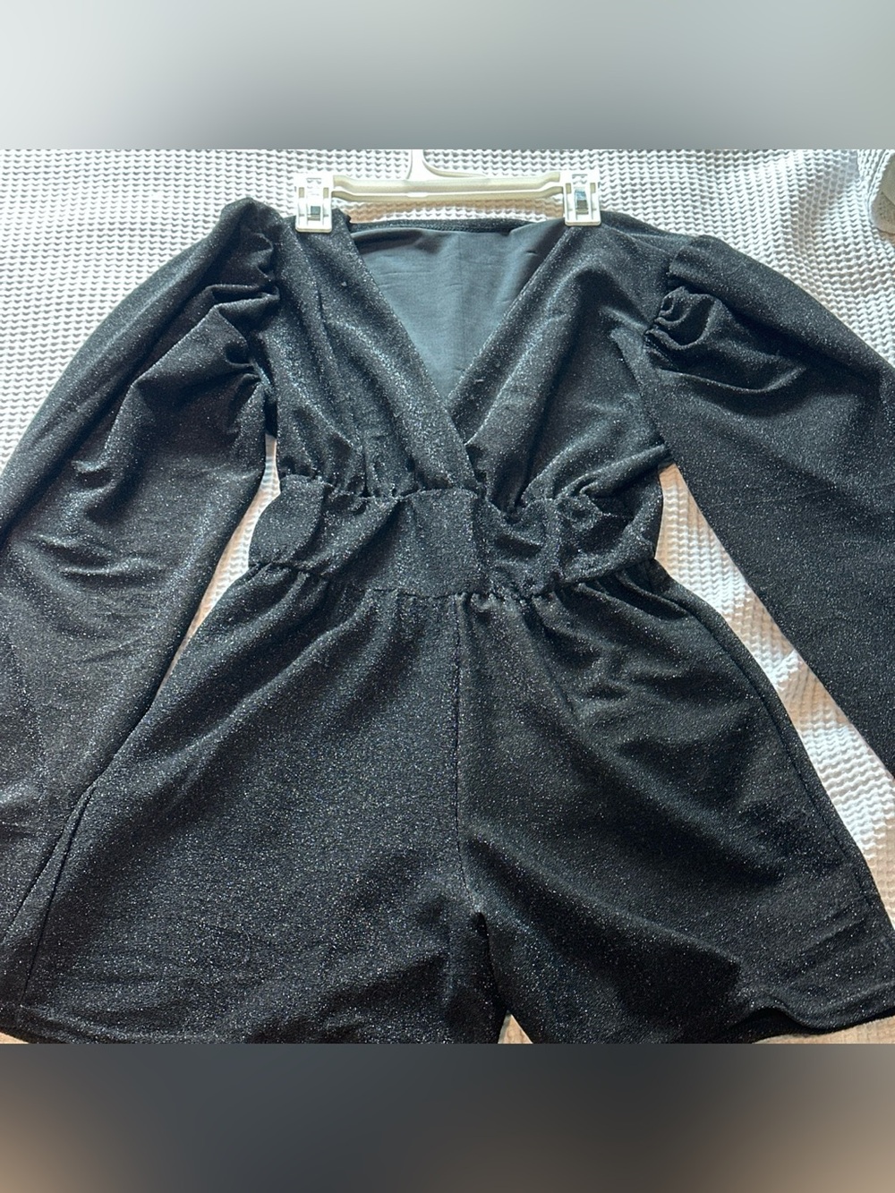 Sparkle Black V-Neck Long Sleeve Jumpsuit